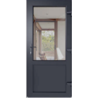 Двері металопластикові Вікнарофф скло 24мм Fenster400 850х2050 мм колір зовні антрацит