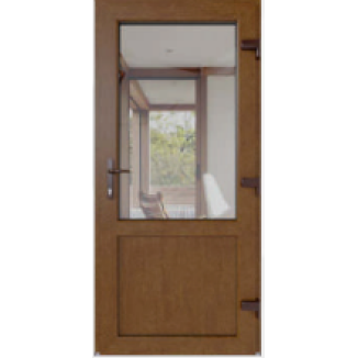 Двері металопластикові Вікнарофф скло 24мм Fenster400 850х2050 мм колір зовні золотий дуб