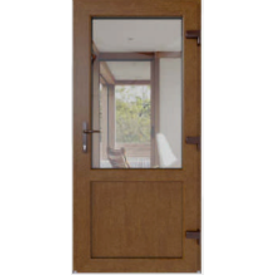 Двері металопластикові Вікнарофф скло 24мм Fenster400 850х2050 мм колір зовні золотий дуб