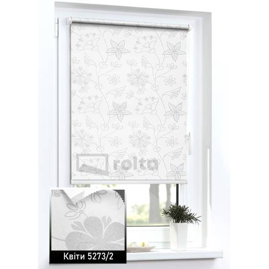 Тканинні ролети Квіти 5273/2 сіро білий
