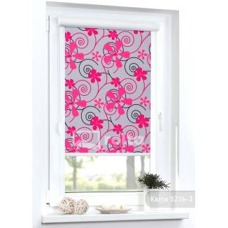 Тканинні ролети Квіти 5236/3 рожево сіра