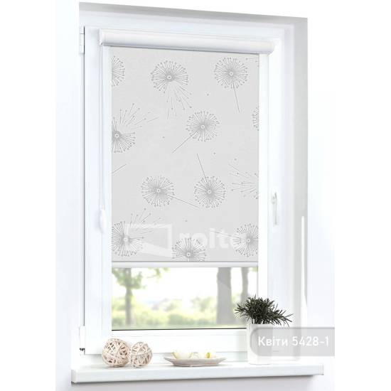 Тканинні ролети Квіти 5428/1 біла кульбаба
