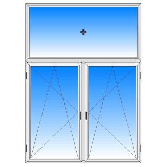 Вікно REHAU двостулкове + верхня глуха фрамуга, 2 поворотно-відкидні стулки